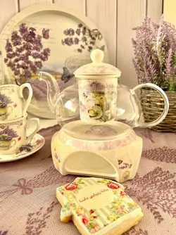 فنجان چای خوری طرح لاوندر به همراه نعلبکی