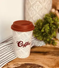 تراول ماگ سرامیکی درب سیلیکونی طرح کافی - خانه رویایی دلسا