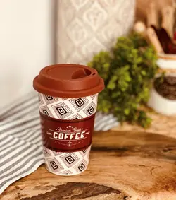 تراول ماگ سرامیکی درب سیلیکونی طرح کافی - خانه رویایی دلسا