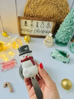 کارد کره خوری آدم برفی بهمراه کاسه برفی برجسته - خانه رویایی دلسا