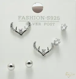 قیمت و خرید پک گوشواره استیل طرح شاخ گوزن