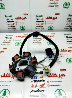 6 شش بوبین (دستگاه) سیم پیچی برق موتور بی کلاچ طرح ویو 5 سیم (1 یک تک سیم زرد)