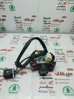 6 شش بوبین (دستگاه) سیم پیچی برق موتور بی کلاچ طرح ویو 5 سیم (1 یک تک سیم زرد)