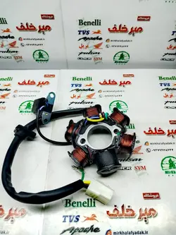 6 شش بوبین (دستگاه) سیم پیچی برق موتور بی کلاچ طرح ویو 5 سیم (2 سیم زرد)