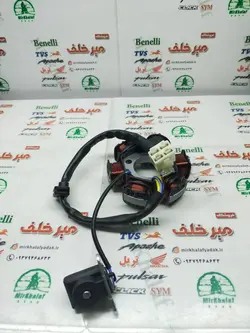 6 شش بوبین (دستگاه) سیم پیچی برق موتور بی کلاچ طرح ویو 5 سیم (2 سیم زرد)