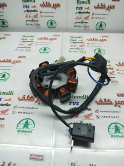 8 هشت بوبین (دستگاه) سیم پیچی برق موتور بی کلاچ طرح ویو برق و باطری 3 سیم (2 سیم زرد)