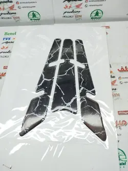 پد (برچسب) ارم ژله ای روی باک ساده انواع موتورسیکلت مشکی خط سفید 3 تکه