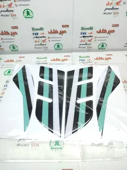 پد (برچسب) ارم ژله ای سر گلگیر جلو موتور یاماها طرح ایروکس و nvx (مشکی فیروزه ای سفید)