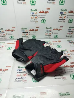 دستکش نیمه انگشتی حرفه ای پروتکشن دار (ضربه گیر) اسپرت مدل هوندا قرمز
