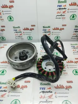 فلکه (اهنربا) همراه بوبین (دستگاه) سیم پیچی برق کامل موتور اپاچی 200 اصلی