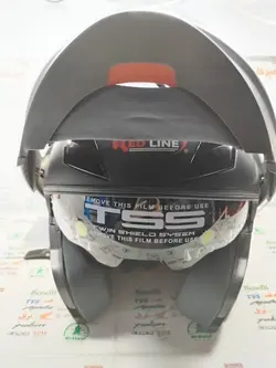 کلاه کاسکت ایمنی موتور سیکلت فک متحرک عینک دار خارجی برند ردلاین مشکی مات سایز xxl دو ایکس لارج