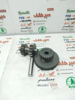 دنده 2 دو قلو استارت موتور ktm 200 کی تی ام و تریل زنجیر تایم (دنده کوچک 15 و 22 دندانه) (دنده بزرگ 24 و 60 دانه)