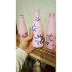 نقاشی دکوراتیو روی شیشه نوشابه