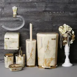 سرویس دستشویی هفت پارچه طرح مرمر طلایی بتیس با ارسال رایگان