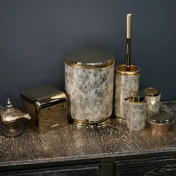 سرویس دستشویی پنج پارچه لوکس چرمی کرم برند بتیس ارسال رایگان