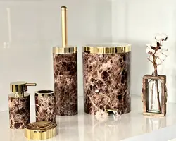 سرویس دستشویی پنج پارچه طرح سنگ قهوه ای بتیس ارسال رایگان