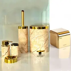 سرویس دستشویی شش پارچه مرمر طلایی بتیس ست بسیار لاکچری (ارسال رایگان)