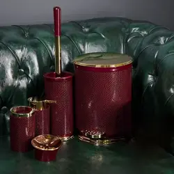 سرویس دستشویی پنج پارچه لوکس چرمی زرشکی طلا برند بتیس ارسال رایگان