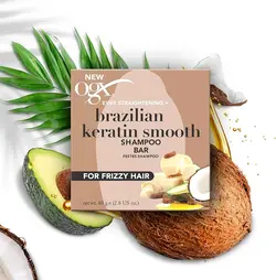 شامپو جامد او جی ایکس OGX مدل Ever Straightening + Brazilian Keratin Therapy وزن 80 گرم