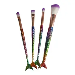 برس آرایشی مدل براش یونیکورن پری دریایی مویی و بسیار نرم مجموعه 4 عددی