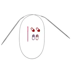 میل بافتنی مدل 80cm-PACK-0.4 به همراه سنجاق نشانه گذار بافتنی و سوزن دوخت کاموا مجموعه 5 عددی - قیمت و خرید آنلاین - قاطی پاتی