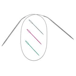 میل بافتنی مدل سیم بکسلی کد 80cm-PACK-0.4 به همراه سوزن دوخت کاموا مجموعه 3 عددی - قیمت و خرید آنلاین - قاطی پاتی