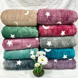 پتو مسافرتی وارداتی ژله ای طرح ماه و ستاره 1نفره