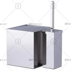 سطل و فرچه استیل خش دار نقره ای