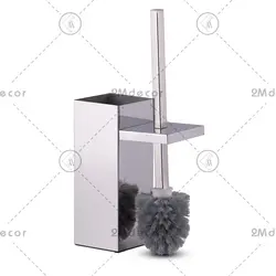 سطل و فرچه استیل خش دار نقره ای