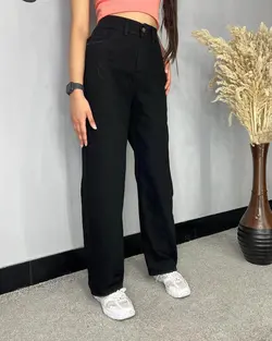 شلوار نیم بگ مشکی زنانه کد ۱۵۶۳