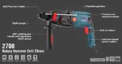 دریل بتن‌کن 28 میلی‌متری 850 وات 3 کیلویی رونیکس RONIX 2700