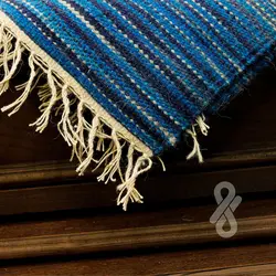 گلیم مدرن آبی نفتی سفید