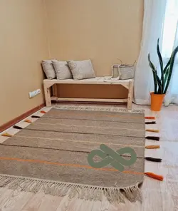 گلیم مدرن ایکیا کرم قهوه ای