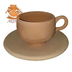 ست فنجان و نعلبکی سفالی خام