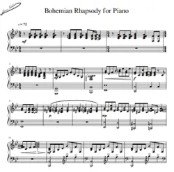 نت پیانو آهنگ فردی مرکوری Bohemian Rhapsody