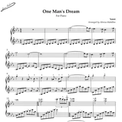 نت پیانو One Man’s Dream به‌همراه انگشت‌گذاری