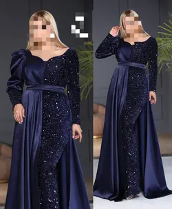 ماکسی مجلسی زنانه دخترانه فرمالیته نامزدی عروسی جدید شیک  وسایزبزرگ ۴۰۳ ساتن‌آمریکایی آستین بلد پوشیده مخمل پولک ماریا