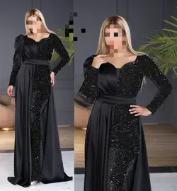 ماکسی مجلسی زنانه دخترانه فرمالیته نامزدی عروسی جدید شیک  وسایزبزرگ ۴۰۳ ساتن‌آمریکایی آستین بلد پوشیده مخمل پولک ماریا