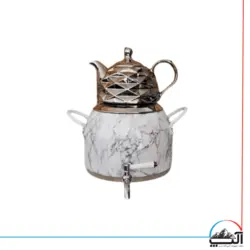 کتری قوری استیل طرح سنگی ست کروم کد 1