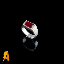 انگشتر دست ساز نقره یاقوت سرخ معدنی افریقایی کد ۱۱۲۳