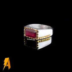 انگشتر دست ساز نقره یاقوت سرخ معدنی افریقایی کد ۱۱۲۳
