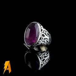 انگشتر دستساز نقره امیتیست معدنی افریقایی کد ۹۵۱۵