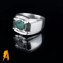 انگشتر دستساز نقره زمرد زامبیا معدنی کد ۶۷۲۸