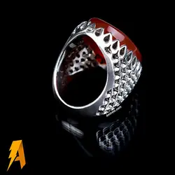 انگشتر دستساز نقره عقیق طبیعی مدل پولکی جذاب کد۸۵۹۵