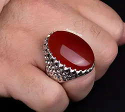 انگشتر دستساز نقره عقیق طبیعی مدل پولکی جذاب کد۸۵۹۵