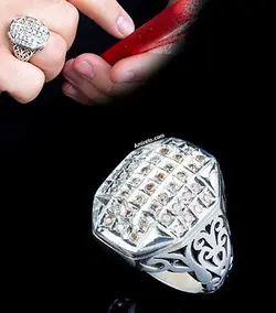 انگشتر دستساز نقره مردانه ۴۰ قطعه الماس معدنی افریقایی کد ۴۳۹۸