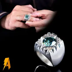 انگشتر دستساز نقره موزانایت مخراج الماس طبیعی افریقایی کد ۲۹۳۷