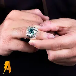 انگشتر دستساز نقره موزانایت مخراج الماس طبیعی افریقایی کد ۲۹۳۷