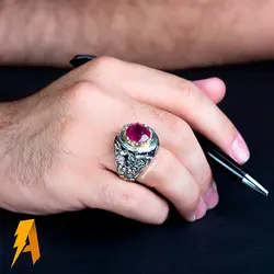 انگشتر دستساز نقره یاقوت سرخ معدنی افریقایی کد ۱۹۴۸