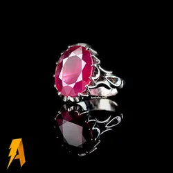 انگشتر دستساز نقره یاقوت سرخ معدنی افریقایی کد ۷۲۳۱